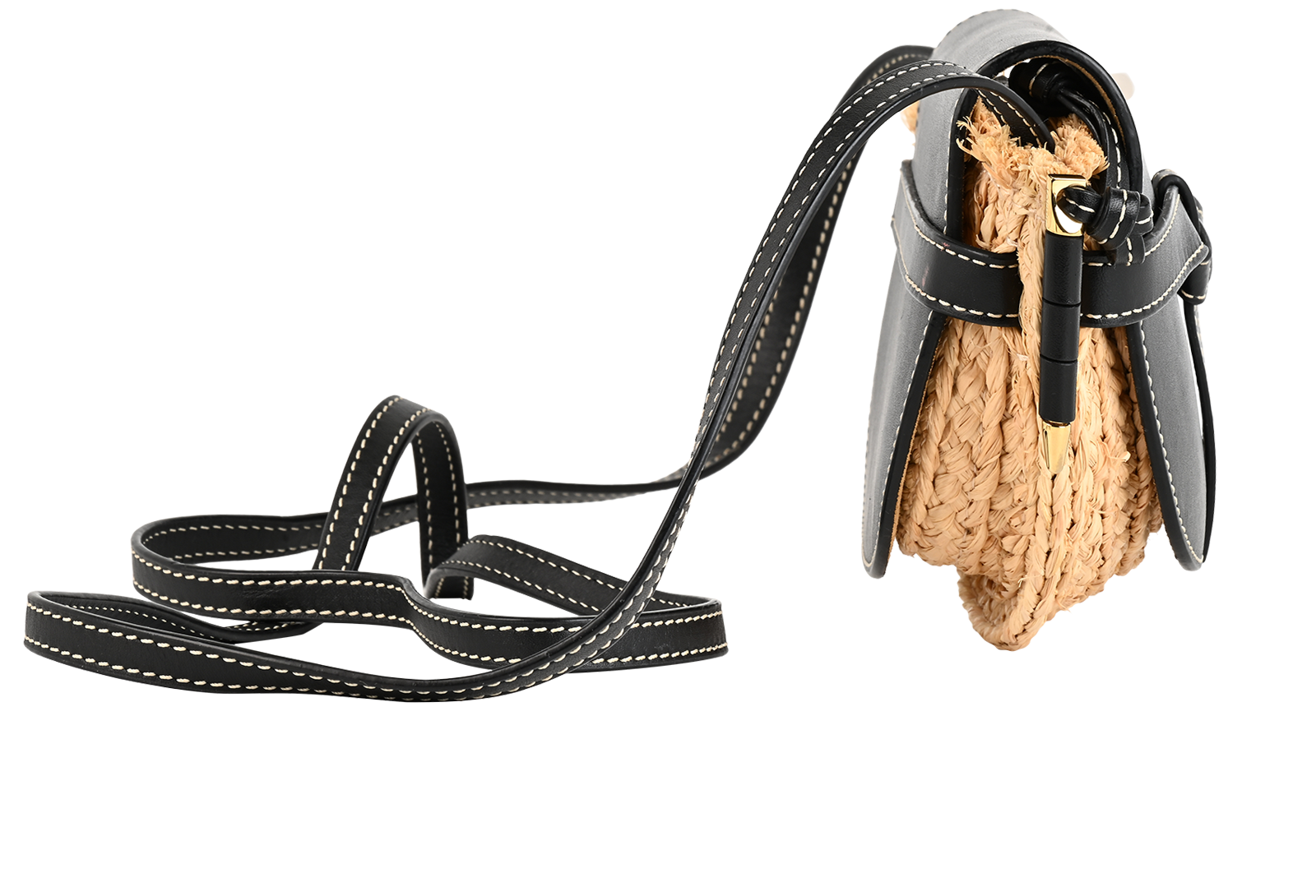 Mini Gate, &pound;490, Handbags, Beige/Black, Raffia, Side view